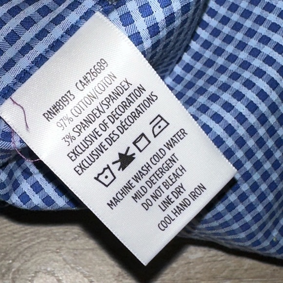 Robert Graham Men's Gingham Tailor Fit Button Up Floral Inlay Blue Size 2XL - Picture 9 of 14